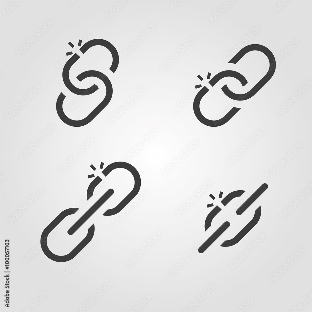 Broken chain link icons Broken chain link icons