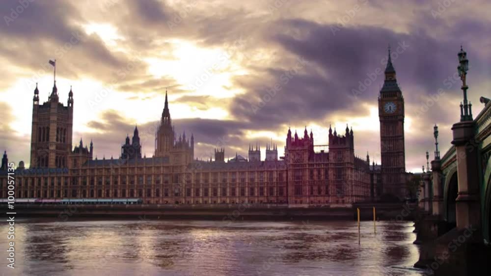 LONDON, OCTOBER 9: Time-lapse of Westminster Palace at dusk on October 9, 2011 in London. LONDON, OCTOBER 9: Time-lapse of Westminster Palace at dusk on October 9, 2011 in London.