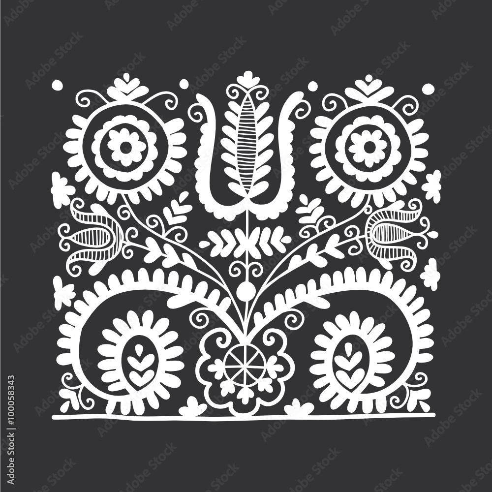 Floral folk ornament, vector illustration Floral folk ornament, vector illustration
