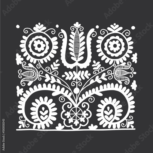Floral folk ornament, vector illustration