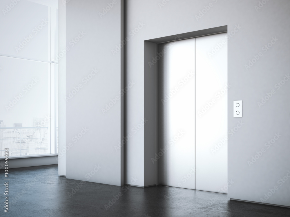 Office lobby with white advertising stand . 3d rendering Stock