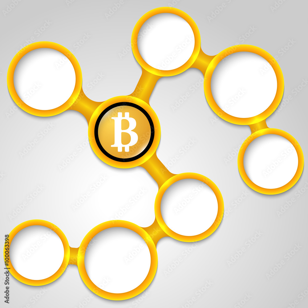 Vector yellow frames for your text and bit coin symbol