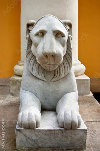 White marble lion sculpture