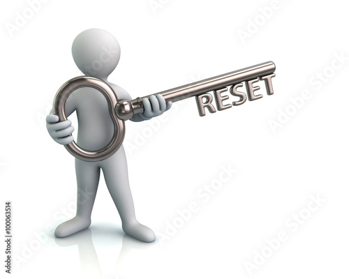 man and silver key with reset