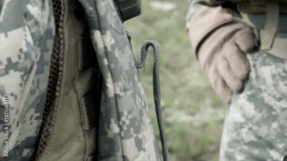 Close up clip of soldiers and their gear. Close up clip of soldiers and their gear.