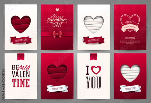 Valentine cards set. Vector illustration.