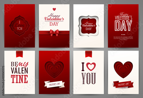Valentine cards set. Vector illustration.