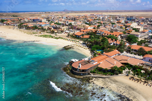 Aerial view of Santa Maria beach in Sal Island Cape Verde - Cabo photo