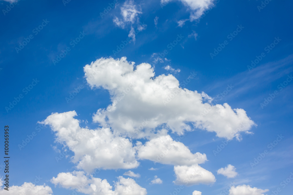 Fototapeta premium Beautiful light blue sky with puffy white clouds