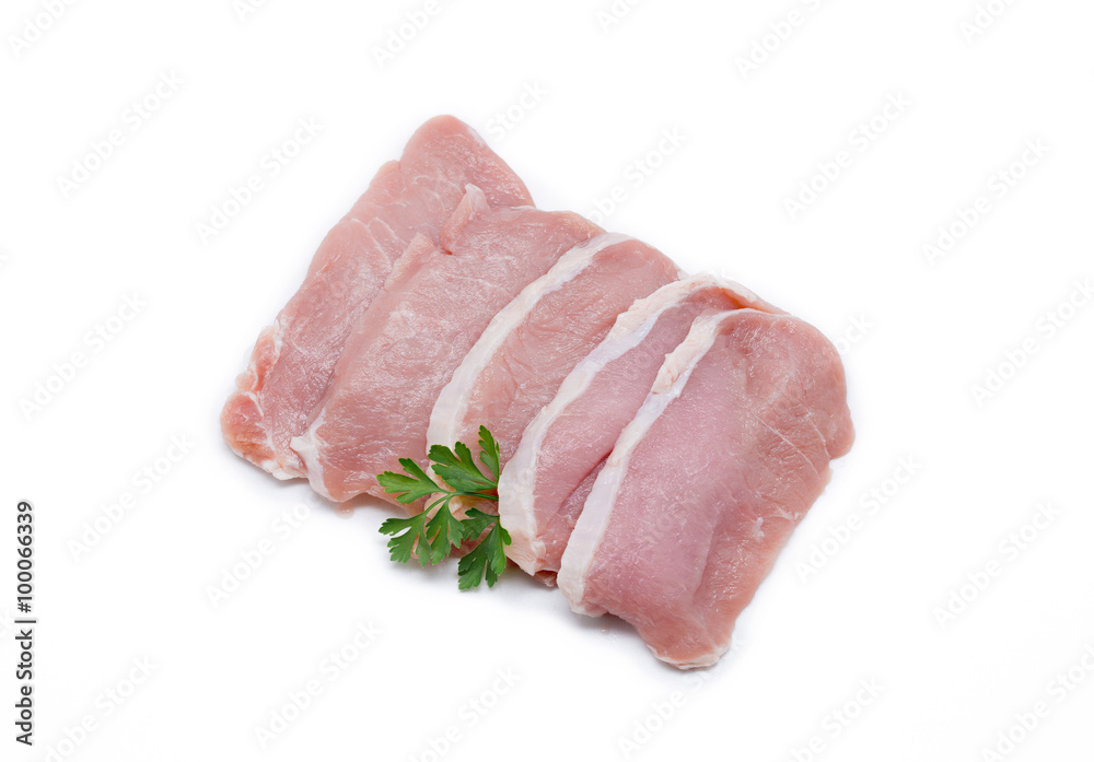 Raw pork meat isolated on white Raw pork meat isolated on white
