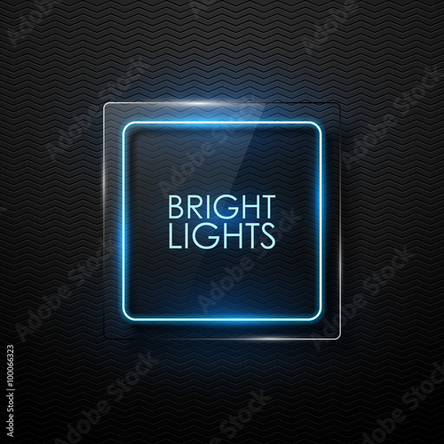 Vector glass banner with neon glowing