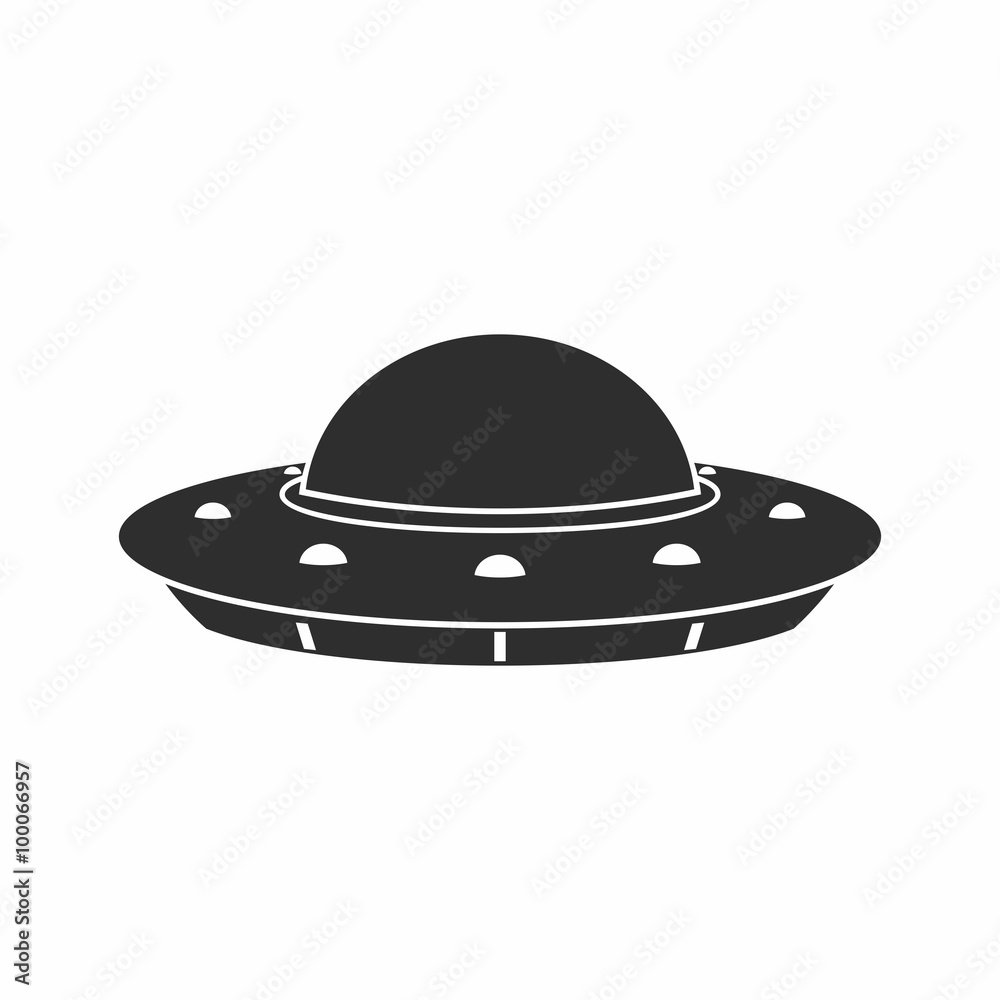 UFO Flying Saucer Icon isolated on white background. UFO Flying Saucer Icon isolated on white background.