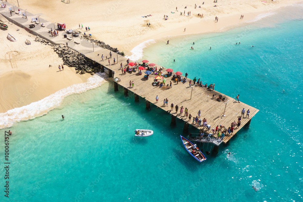 Aerial view of Santa Maria beach in Sal Island Cape Verde - Cabo Aerial view of Santa Maria beach in Sal Island Cape Verde - Cabo