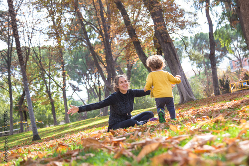 mom and baby in the park