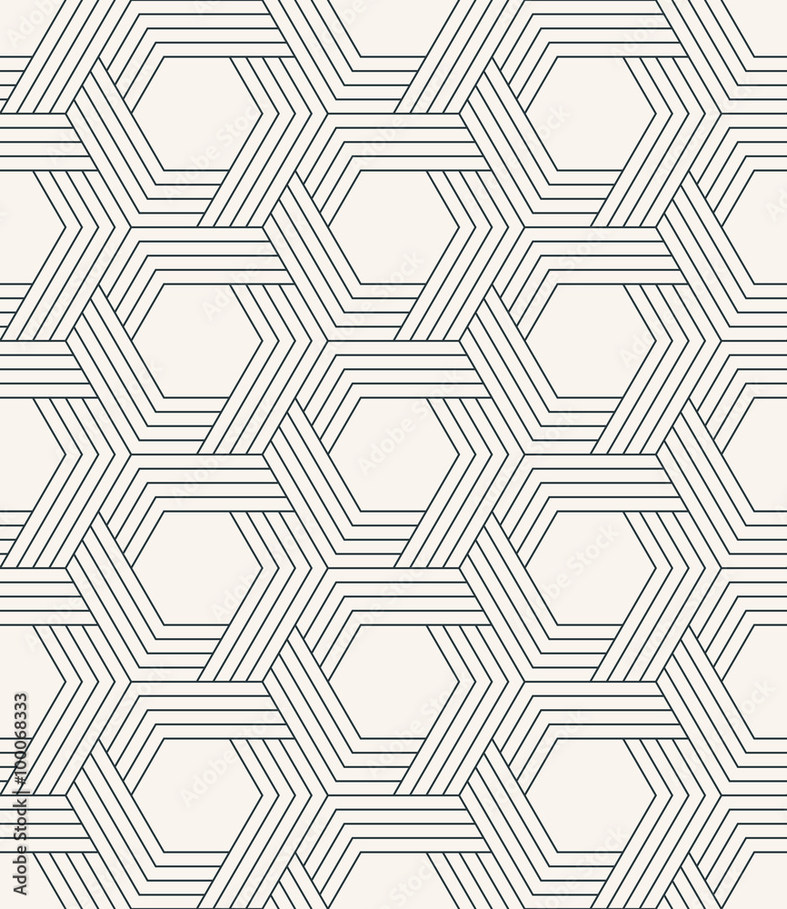 seamless striped geometric weaving pattern of hexagons.