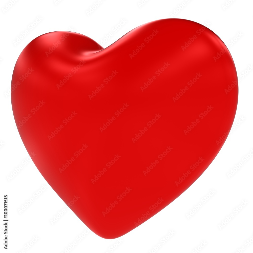 Shiny Red Valentines's Heart Symbol Isolated on White Background