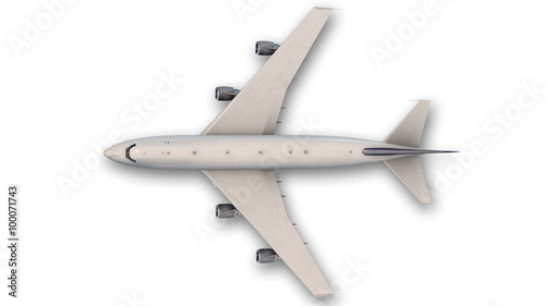 Canvastavla Commercial jumbo jet plane isolated on white background, top view