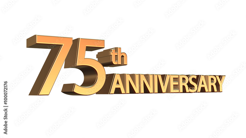 Seventy-fifth (75) anniversary symbol in gold letters isolated on white background Seventy-fifth (75) anniversary symbol in gold letters isolated on white background