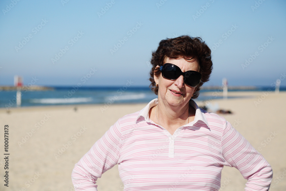 Portrait of senior woman on the seashore