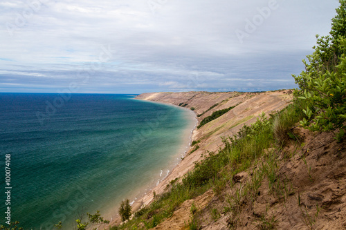 Lake Superior Overlook. View from the top of a massive sand dune in Pictured Rocks National Lakeshore at the Log Slide Overlook. Munising  Michigan.