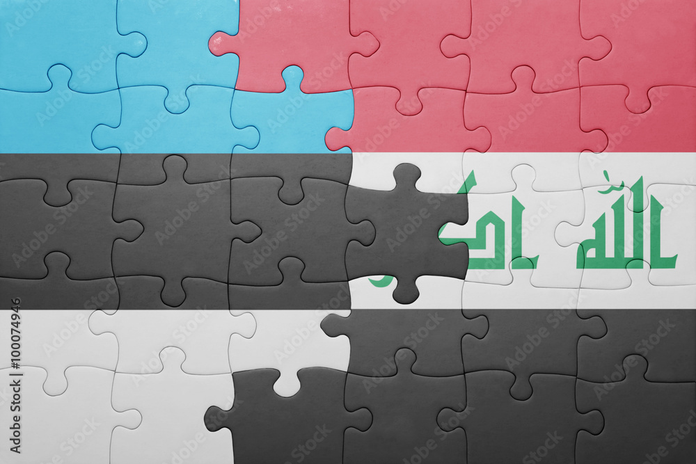 puzzle with the national flag of estonia and iraq puzzle with the national flag of estonia and iraq
