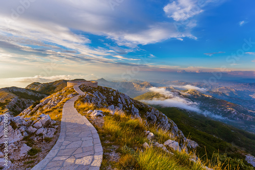 Lovcen Mountains National park at sunset - Montenegro photo