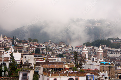 Hazy Taxco houses and Church