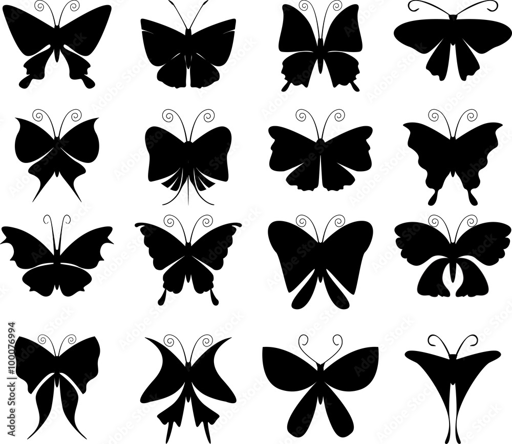 Silhouettes icon of butterflies vector design Silhouettes icon of butterflies vector design