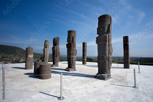 Toltec warriors. Ancient ruins of Tula de Allende photo