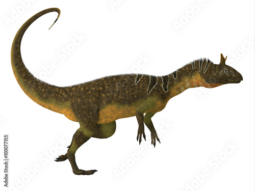 Cryolophosaurus Dinosaur Side View - Cryolophosaurus was a large theropod carnivorous dinosaur that lived in Antarctica during the Jurassic Period. © Catmando