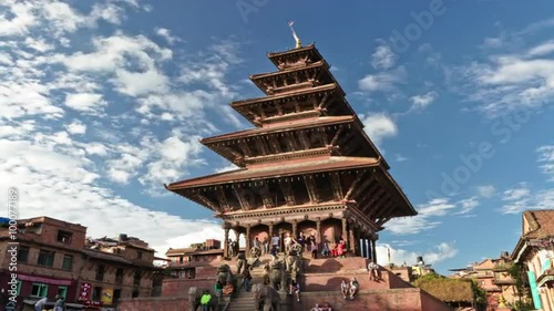 Time-lapse of Nyatapola temple in Bhaktapur, Nepal. photo