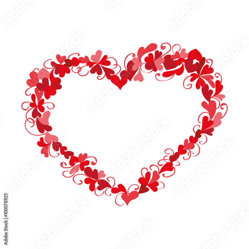 Vector card. Hearts and frame