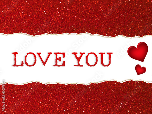 torn of red glitter bokeh a...