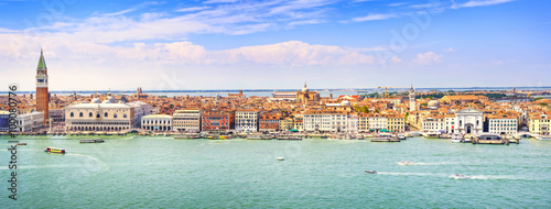Venice panoramic aerial view, Piazza San Marco with Campanile an