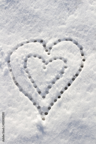 Snow with drown heart shape
