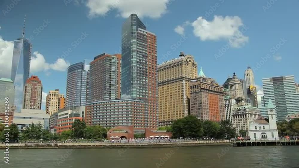 View of the Skyscrapers in New York while floating the East River. View of the Skyscrapers in New York while floating the East River.