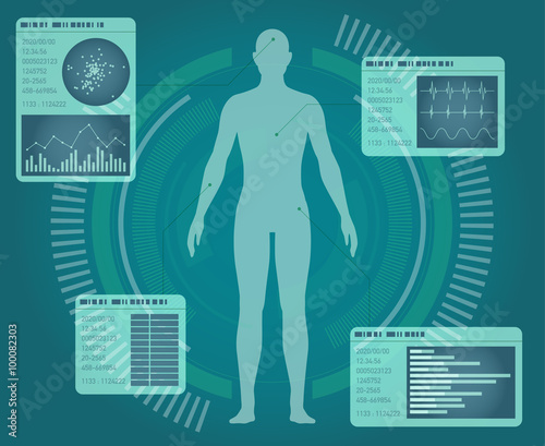 human body and info graphics, abstract interface, vector illustration