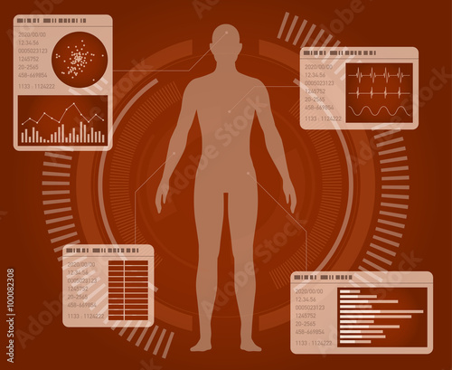 human body and info graphics, abstract interface, vector illustration