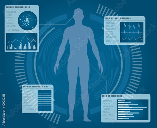 human body and info graphics, abstract interface, vector illustration