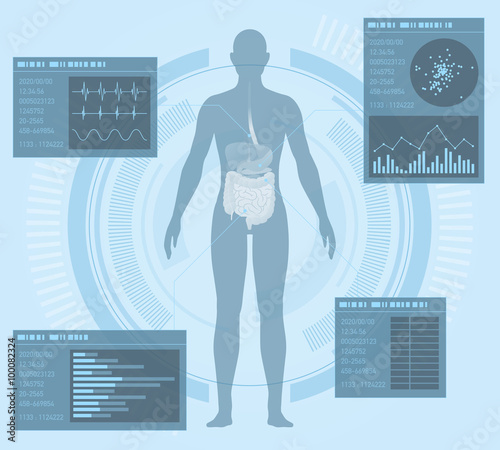 medical interface, human digestive organs, vector illustration