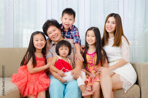 Asian three generations family