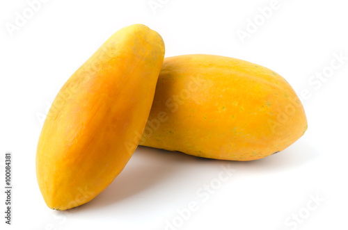 Ripe papaya fruit isolated on white background