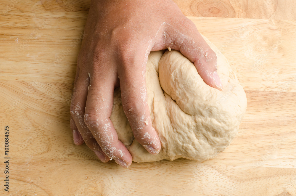 Kneading bread dough by hand ,bread cooking