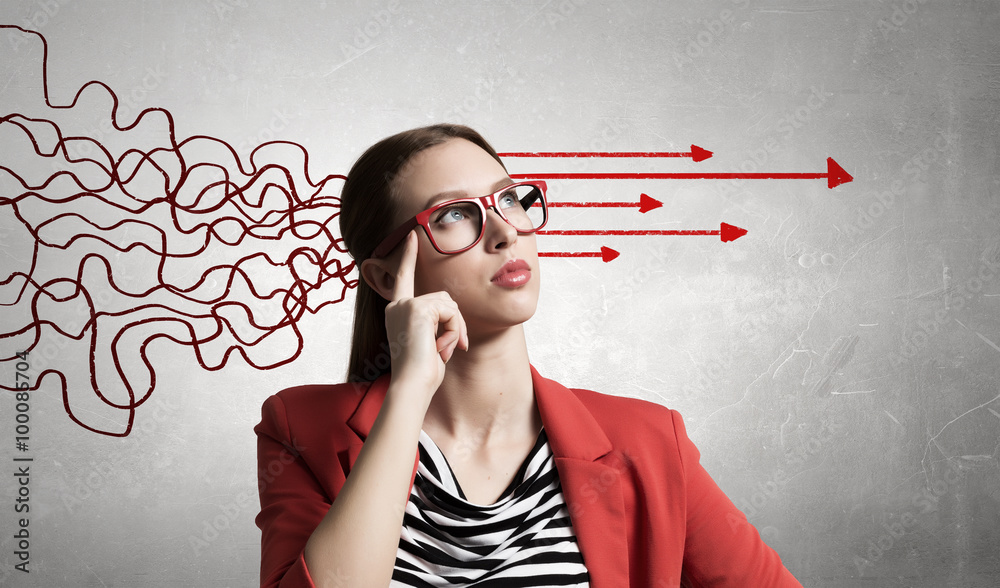 Woman thinking something over Woman thinking something over
