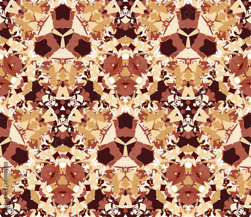 Hazel kaleidoscope seamless pattern. Seamless pattern composed of color abstract elements located on white background.