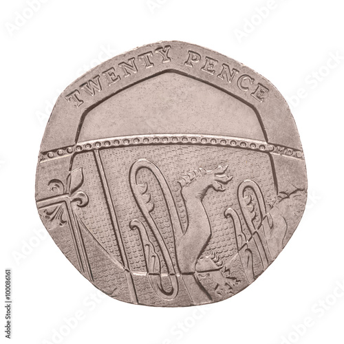 Twenty Pence coin isolated  photo