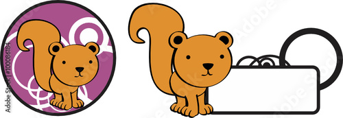 cute baby squirrel cartoon copyspace sticker in vector format