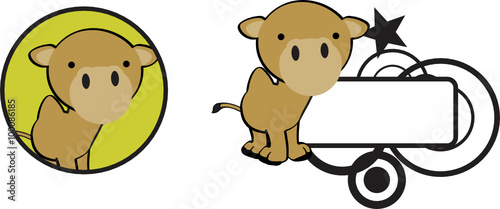 cute baby camel cartoon copyspace sticker in vector format