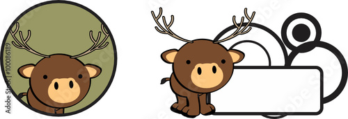 cute baby deer cartoon copyspace sticker in vector format