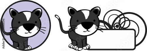 cute baby cat cartoon copyspace sticker in vector format